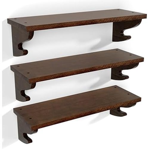 Alsonerbay 17-Inch Wood Floating Shelves for Wall 3-Pack, Light Walnut