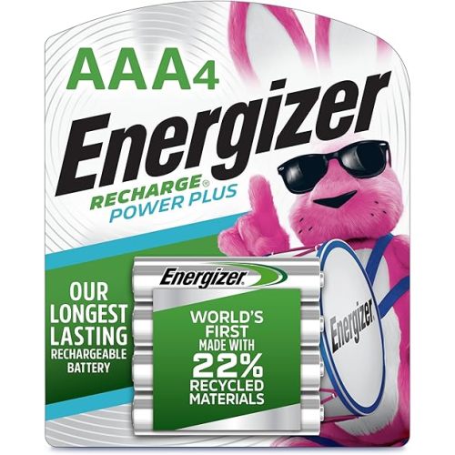 Energizer Power Plus Rechargeable AAA Batteries (4 Pack), 800mAh Triple A Batteries