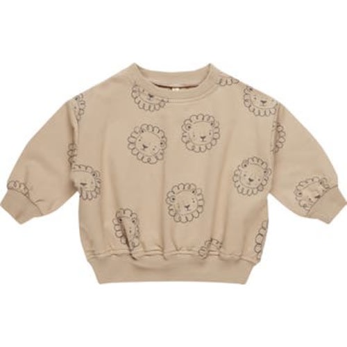 Lion Print Cotton Fleece Sweatshirt, 0-3M