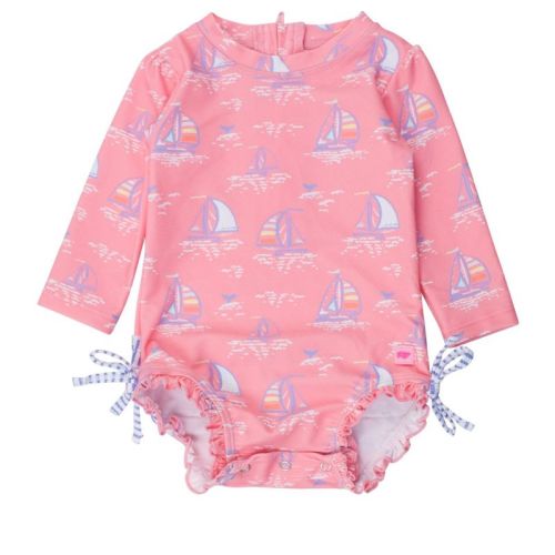 RuffleButts Baby/Toddler Girls UPF50+ Long Sleeve One Piece Rash Guard