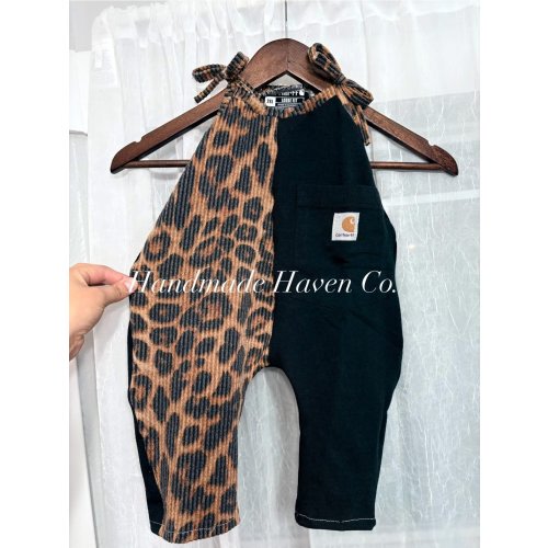 Upcycle leopard terrain romper — Handmade Haven Co