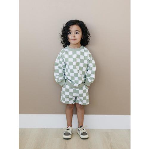 Organic Cotton Checkered Crewneck & Shorts Set – August + Willow