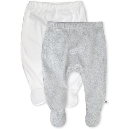 HonestBaby 3-Pack Footed Pants Roomy Fit Pull on Bottoms 100% Organic Cotton for Infant Baby Boys, Girls, Unisex - Newborn - 2-pack Fog