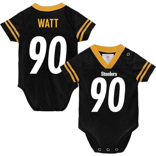TJ Watt Pittsburgh Steelers #90 Black Newborn Infants Team Color Home Creeper Bodysuit Player Jersey