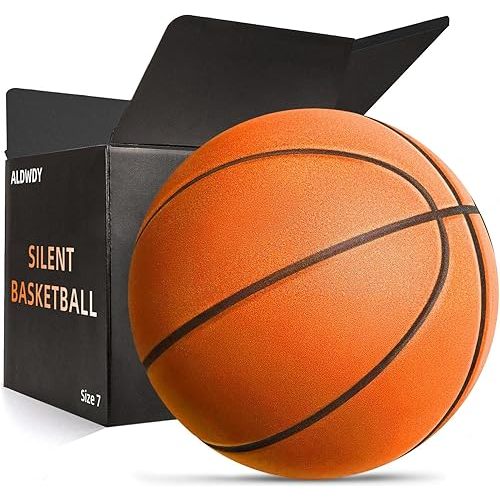 Silent Basketball Size 7 (29.5") – Grooved Airless Indoor Basketball for Quiet Dribbling and Indoor Training, Pro PU Foam Ball – Real Feel Higher Bounce Quieter
