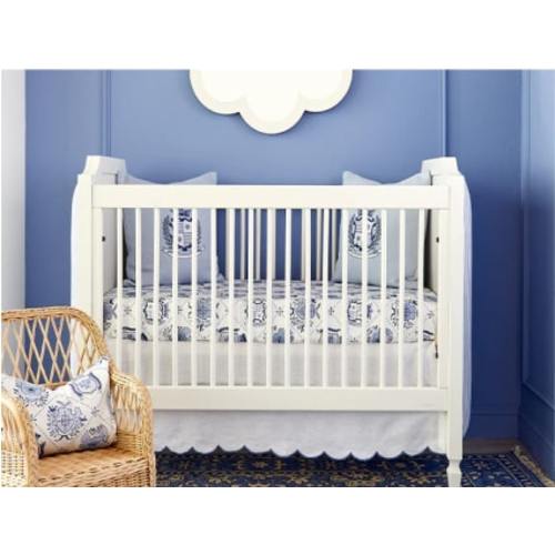 Bow Scalloped Crib Skirt in French Blue | Caitlin Wilson