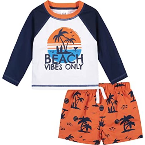 Gerber Baby-Boys Toddler Long Sleeved Rashguard Swim Bathing Suit Set