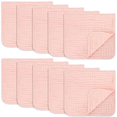 Comfy Cubs Muslin Burp Cloths Large 100% Cotton Hand Washcloths for Babies, Baby Essentials 6 Layers Extra Absorbent and Soft Boys & Girls Baby Rags for Newborn Registry (Lace 10-Pack, 20" X10") - 10-Pack 20"X10"