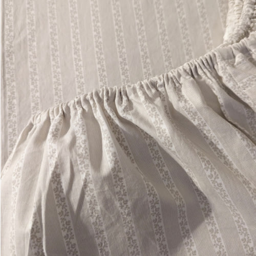 cottage stripe beige cream Baby Fitted Sheet