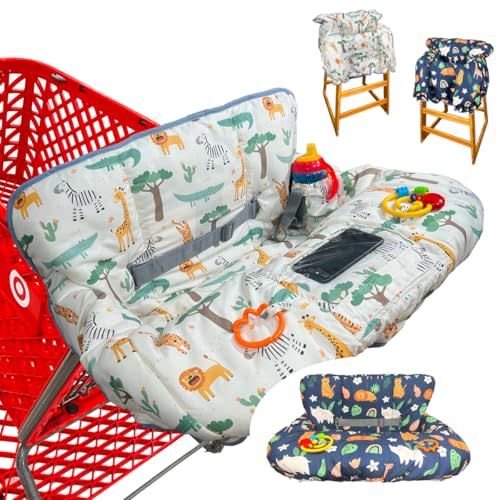 Shopping Cart Cover for Baby and Toddler, Waterproof Grocery Cart and High Chair Cover, Soft Padded Cart Cover for Babies, Universal Fit for Costco, Target and Restaurant High Chairs