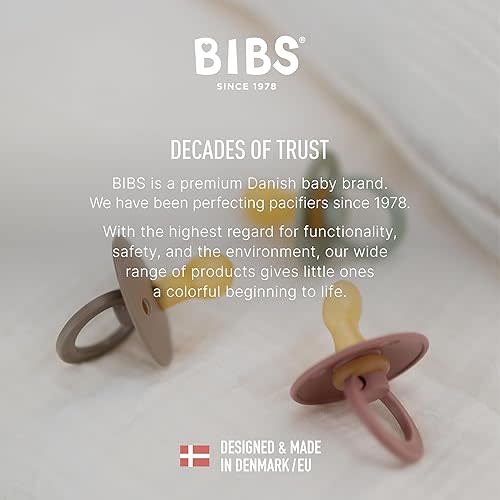BIBS Pacifiers - Colour 4-Pack | BPA Free Baby Pacifier | Round Nipple Binkies | Natural Rubber Latex Soother | Made in Denmark | Size 1 (0-6 Months) |Sage