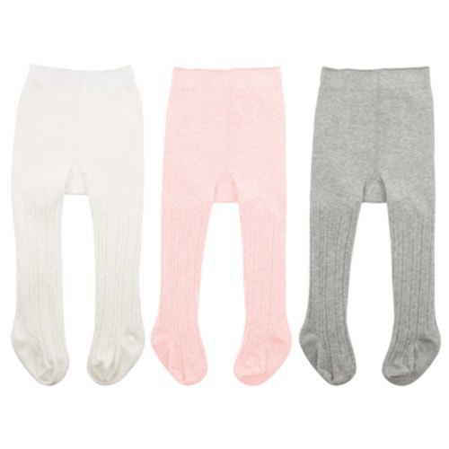 American Trends Infant Soft Tights Thick Cable Knit Leggings Stockings Cotton Pantyhose for Newborn Infant Toddler Baby Girl Tights Ballet Pink & Ivory White & Light Grey S