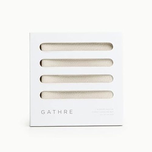 Gathre Premium Baby Changing Mat (14 x 22 inches) Foldable, Wipeable & Water Resistant Leather Bed Pad for Infant Changing Table | Portable Diaper Changing Station for Home & Travel Use (Ivory)