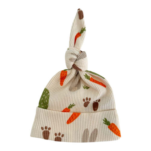 Organic Waffle Knot Beanie, Cottontail
