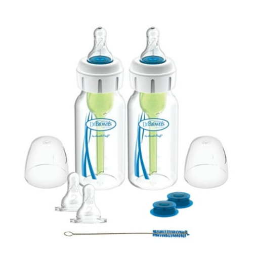 Dr. Brown's Medical Specialty Feeding System, Narrow Baby Bottle, Infant-Paced Feeding Valve, Oral Feeding Solution for Infants with Cleft Lip, Tongue Tie, Lip Tie, 4oz/120ml, 2 Pack
