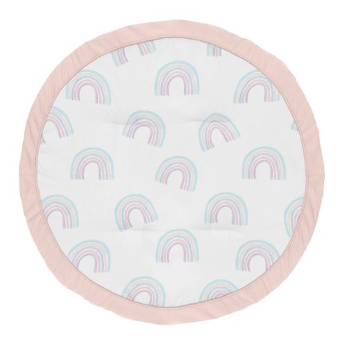 Sweet Jojo Designs Girl Baby Tummy Time Playmat Rainbow Blue, Purple And Pink