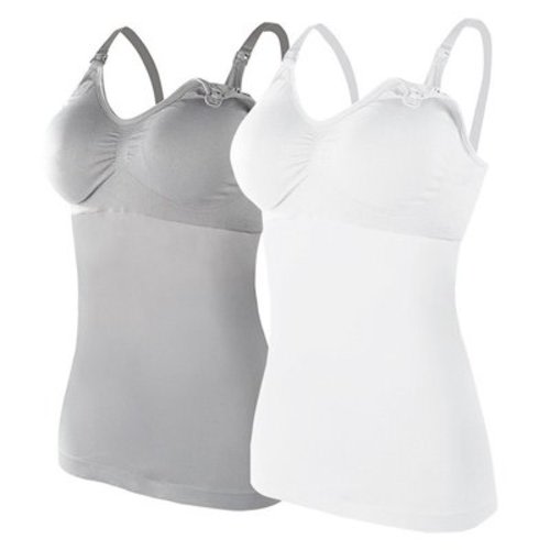 Youmylove Women Nursed Tank Tops Built In Bra Bralettes Top For Breastfeeding Maternity Camisole Brasieres 2PCS With 4PC Pads Pregnant