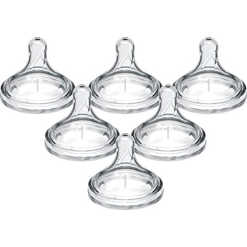 Dr. Brown’s Natural Flow® Level 1 Wide-Neck Baby Bottle Silicone Nipple, Slow Flow, 0m+, 100% Silicone Bottle Nipple, 6 Pack