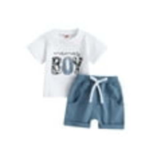 Qiylii Baby Toddler Boys Shorts CLothes Set, 0 6 12 18 24 Months 2T 3T Short Sleeve Cartoon Bear Print T-shirt with Elastic Waist Shorts Summer Outfit