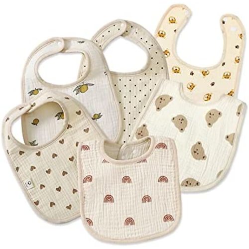 Muslin Baby Bibs for Drooling and Teething Newborn Drool Bibs for Baby Girl Boy