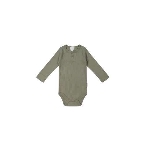 Organic Cotton Modal Long Sleeve Bodysuit - Dill