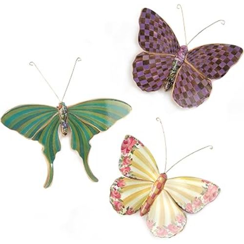 MACKENZIE-CHILDS Butterflies Trio, Hanging Butterfly Wall Decor, Field, Set of 3