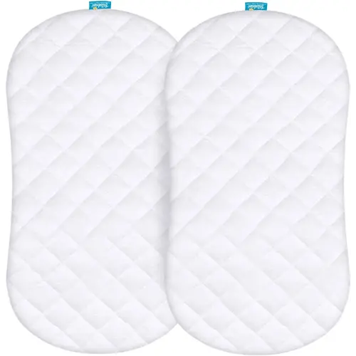 Bassinet Mattress Pad Cover Compatible with Halo BassiNest Swivel Sleeper, 2 Pack, Waterproof Quilted Ultra Soft Viscose Made from Bamboo Terry Surface, Breathable and Easy Care