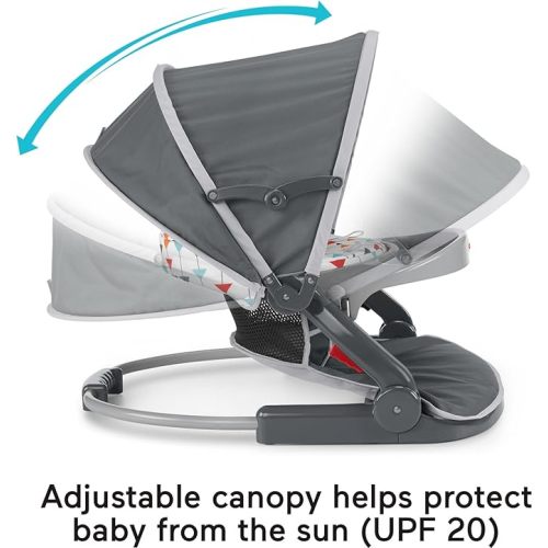 Fisher-Price Travel Baby Chair On-the-Go Sit-Me-Up Floor Seat with Snack Tray and Canopy for Outdoor Use, Arrows Away - Sit-me-up Floor Seat