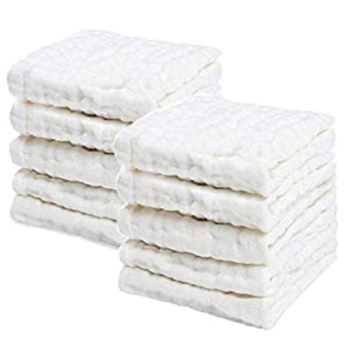 Amazon.com : PPOGOO Baby Muslin Washcloths Natural Purified Cotton Baby Wipes Soft Newborn Baby Face Towel 10 Pack Multipurpose : Baby