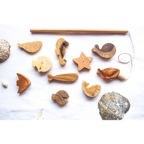 Wooden Magnetic Fishing Toy 10 fishes, Pretend Play Fishing Game, Montessori Baby, Baby Toy, Toddler Toy, Baby Gift, Toddler Gift, #103