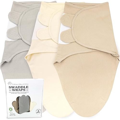 Bublo Baby Organic Preemie Swaddles 4-7 lbs - 3-Pack Premature Babies Swaddle Sleep Sack - Premature Infant Sleeping Sack - Easy Adjustable Baby Swaddle Blanket Wrap Boy Girl (Solid Grey)