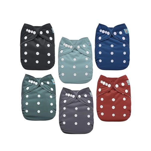 ALVABABY Baby Cloth Diaper 6 Pack with 12 Inserts One Size Cloth Diaper Covers Adjustable Washable Reusable for Baby Girls and Boys