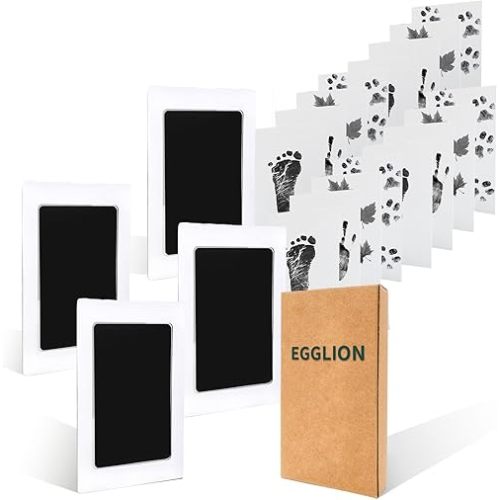 4-Pack Inkless Baby Hand and Footprint Kit with Mess-Free Ink Pad – Newborn Footprint & Paw Print Kit for Dogs and Cats – Baby Safe Ink Pad for Hand, Foot & Paw Prints – 16 Keepsake Art Cards