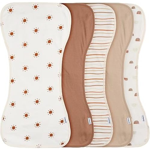 Gerber Baby Unisex Burp Cloths 5-Pack, Rust Tan, Size 10.5" x 21"