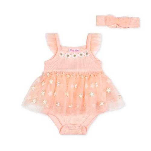 Little Lass Newborn/Baby Girls Tutu Creepers W/ Accessory, Impatiens Pink, 6/9M