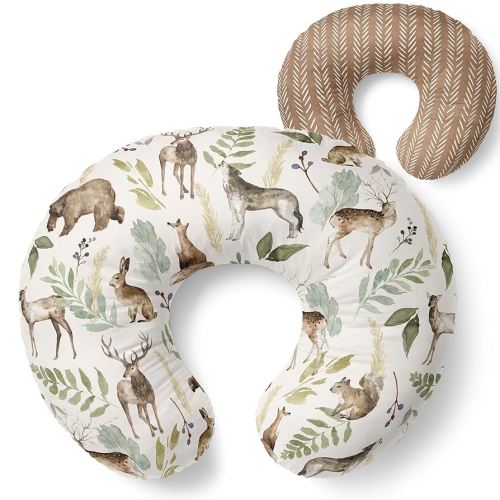 Pobibaby 1-Pack Premium Nursing Pillow Cover - Ultra Soft & Stretchy 96% Cotton, Breastfeeding Pillow Cover for Baby Boys and Girls(Wildlife)