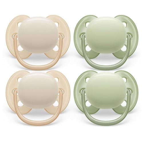 Philips Avent Ultra Soft Pacifier 0-6m, Sand/Pastel Warm Green, 4 pack SCF091/23