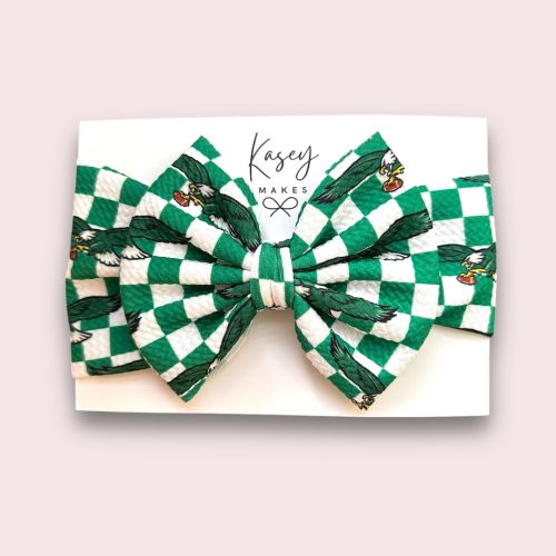 EAGLES CHECKER BOWS| Philadelphia Eagles Inspired Print | Infant/Toddler/Girl's Hair Bows