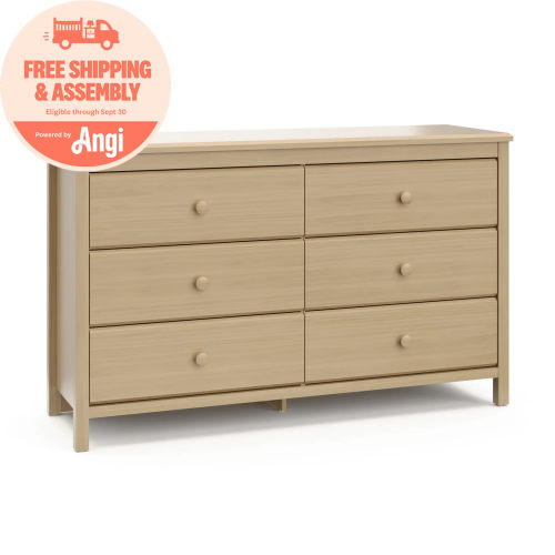 Storkcraft Alpine 6 Drawer Nursery Double Dresser, Driftwood