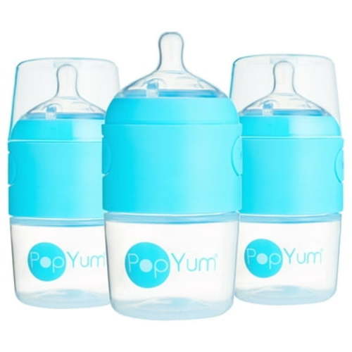 PopYum 5 oz Anti-Colic Formula Making Baby Bottle 3-Pack - Blue