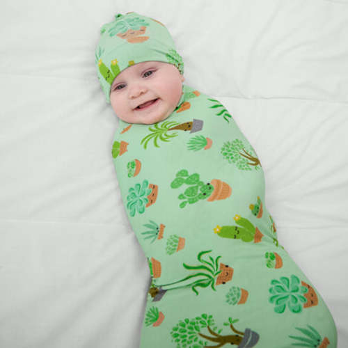 Succulent Love Swaddle & Hat Set