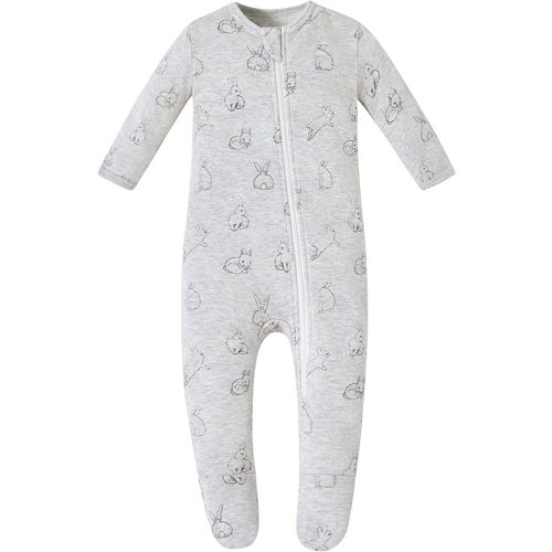 Owlivia Organic Cotton Baby Pajamas, Boys Girls Zip Front Sleep 'N Play, Footed Sleeper, Long Sleeve