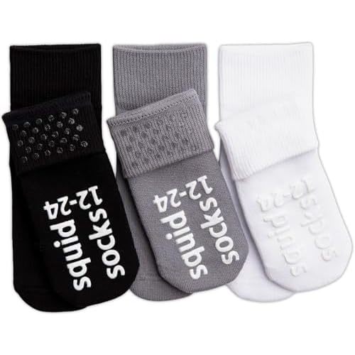 squid socks Unisex Cotton Socks | 0-6M, 6-12M, 12-24M, & 2T-3T | Grip Socks that Stay On | As Seen on Shark Tank | Casey