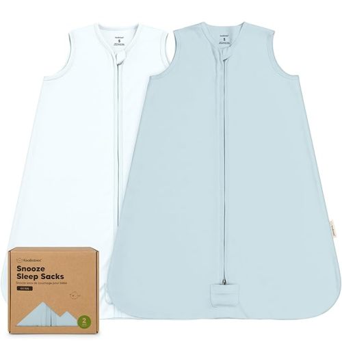 2-Pack Baby Sleep Sacks, Zipper Wearable Blanket - 100% Organic Cotton 0.5TOG, Soft Lightweight Toddler Sleeping Sack 3-6 months, Easy to Wear Newborn Swaddles Sleepsack (Glacier, S)