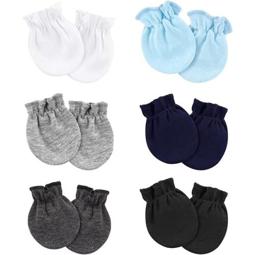 Newborn Baby Mittens No Scratch Cotton Elastic Wrist Gloves Infant Toddler Mittens for Baby Boy Girl 0-6 Months