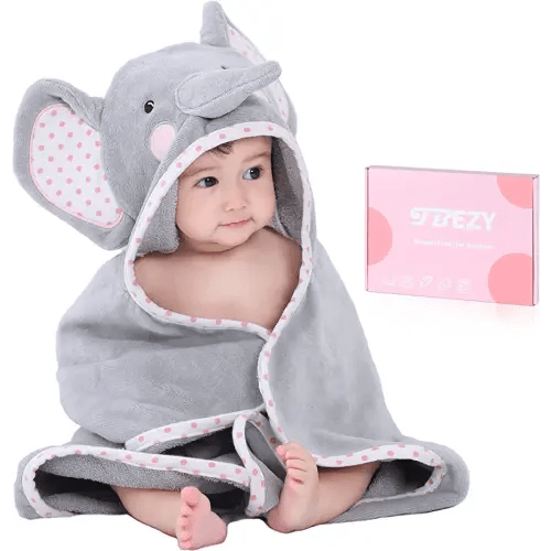 Baby Hooded Towel with Unique Animal Design Ultra Soft Thick Cotton Bath Towel for Newborn (Elephant)