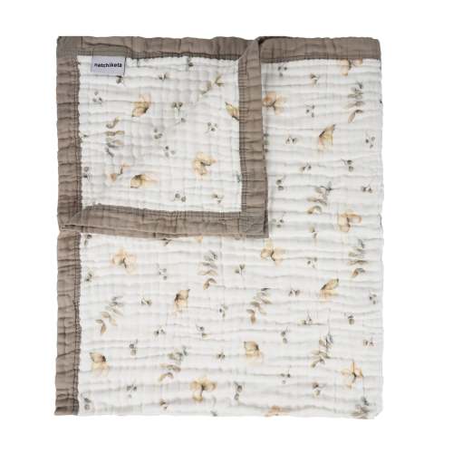 Organic Cotton Baby Blanket | Toddler Quilt "Neutral Floral"