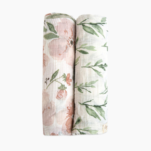 Crane Baby Cotton Muslin Swaddles (2 Pack) - Parker Floral And Leaf