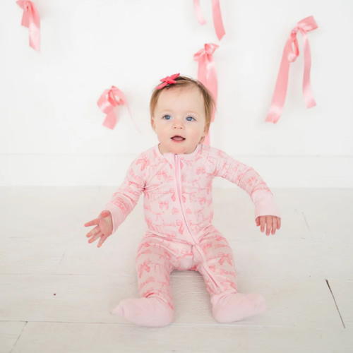 Pink Bows (Convertible Zip Footies)