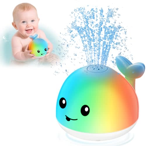 WAVISA Baby Bath Toys, Light Up Whale Sprinkler for Babies 6-12 12-18 Months, Kids 1-3 2-4, Pool Water Table Toys, Toddler Fountain Bathtub Toys for Boys Girls Birthday Gifts
